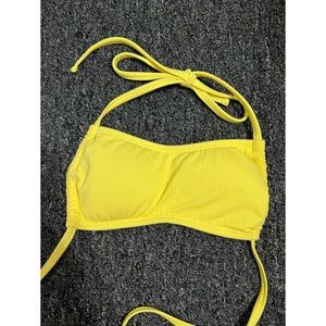 🌸 Spring Sale🌸 Yellow Ribbed Apron Front Bralette Bikini Top XS